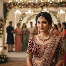 Maroon Crystal Bridal Set for Pakistani Brides