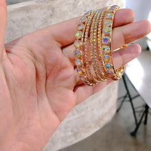 6 Pcs Modern Crystal Kara Bangle Set for Women
