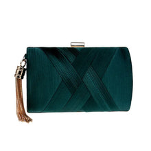 Green Silk Tassel Clutch for Women Dinner Party