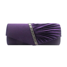 Gold Pleated Rhinestone Clutch Bag for Women