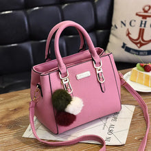 Black Women's Fashion Handbag with Pom Pom Charm