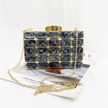 Black Square Stone Pattern Cross Body Bag for Women