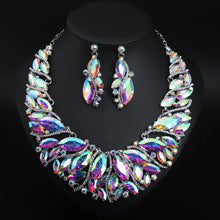 Colorful Crystal Necklace Earrings Set for Women