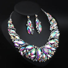 Colorful Crystal Necklace Earrings Set for Women