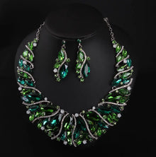 Colorful Crystal Necklace Earrings Set for Women