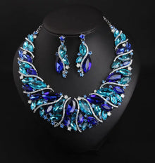 Colorful Crystal Necklace Earrings Set for Women