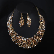 Colorful Crystal Necklace Earrings Set for Women