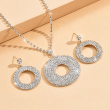 Large Silver Diamond Pendant Set for Women