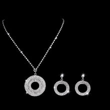 Large Silver Diamond Pendant Set for Women