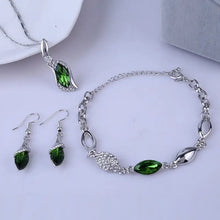 Blue Crystal Jewelry Set for Women Silver Tones