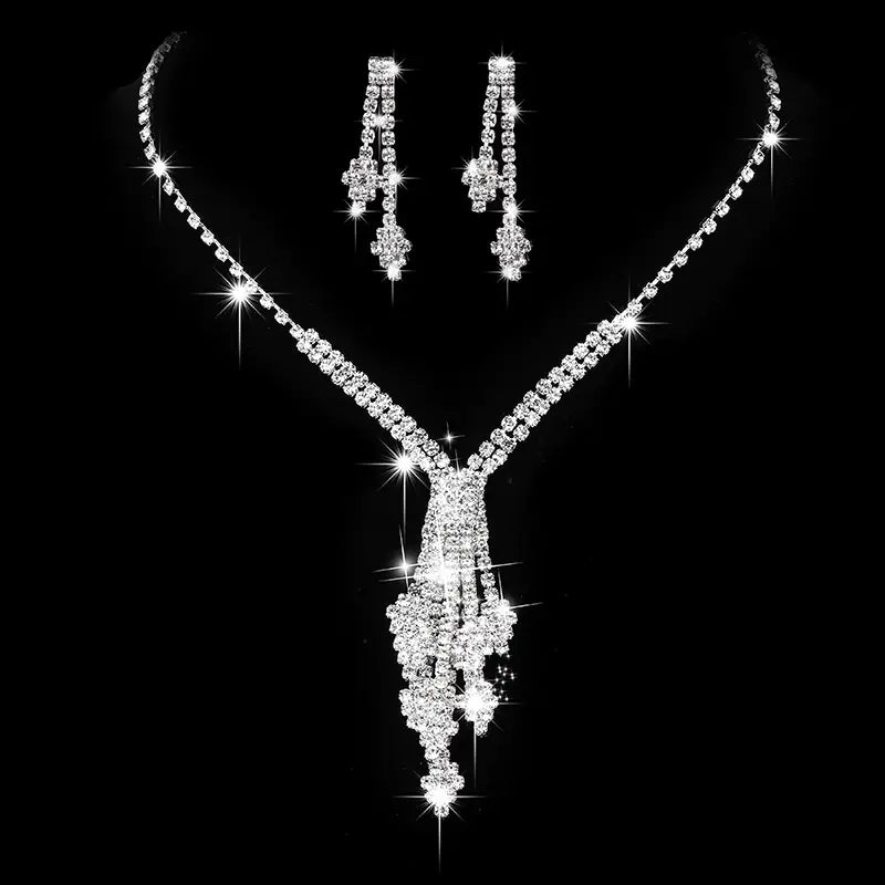 Premium Diamond Bridal Necklace & Earrings Set