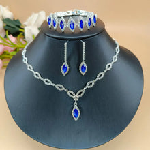 Blue Diamond Necklace & Earrings Set for Pakistani Women