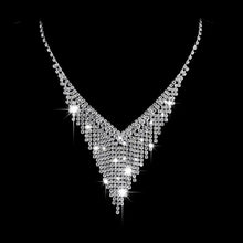 Diamond V-Neck Necklace & Earrings Set for Bridal Wear