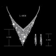 Diamond V-Neck Necklace & Earrings Set for Bridal Wear