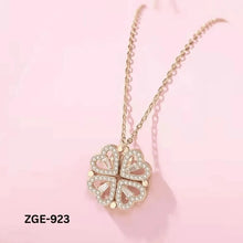 Magnetic Heart Clover Necklace Golden Silver 4 Leaf