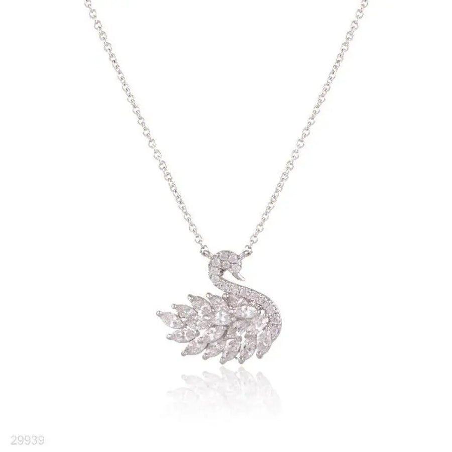 Silver Plated Korean Swan Zircon Necklace
