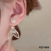 Fish Tail Pearl Zircon Earrings Gold Plated