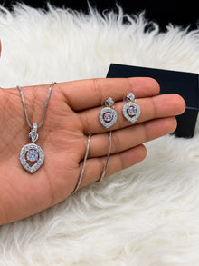 Heartbeat Design Silver Plated Crystal Locket