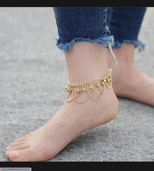 Gold Plated Bells Anklet for Women Adjustable Wedding Party Wear