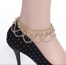 Gold Plated Bells Anklet for Women Adjustable Wedding Party Wear