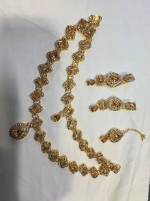 2 Layered Gold Plated Zircon Necklace Set