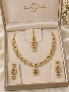 Modern Design Gold Plated Zircon Necklace Set