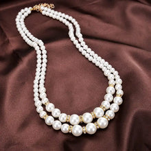 2 Layered Silver Plated Rhinestone Necklace