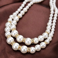 2 Layered Silver Plated Rhinestone Necklace